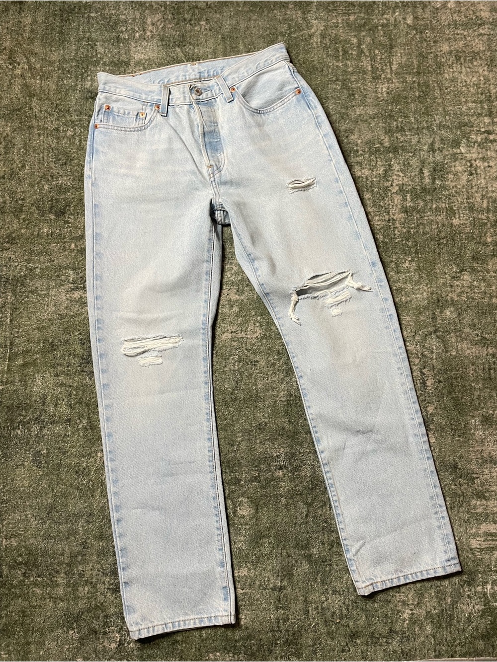 Levi's Light Blue Straight Jeans with Knee Rips